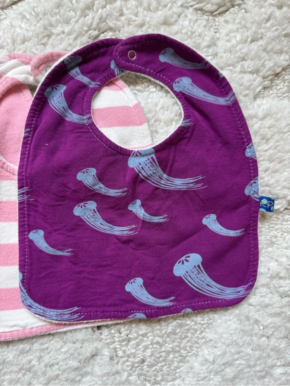 Kickee Pants Baby Bib Set - Pink, Pink Stripe & Purple Jellyfish